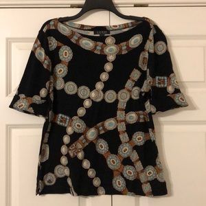 Ralph Lauren turquoise tack pattern top